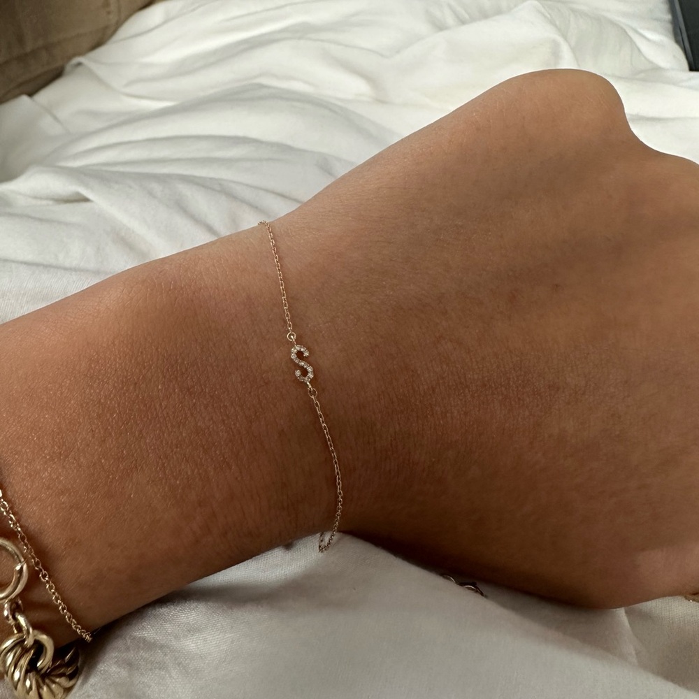 Gorjana 14K Yellow Gold Diamond Pavé Alphabet Bracelet